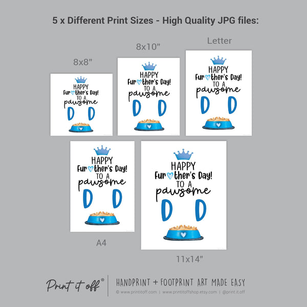 Pawsome Happy Father's Day Paw Print / Dad Dog Cat Animal Pet Pawprint / Activity Keepsake Memory Craft Gift Card / Print It Off 0946