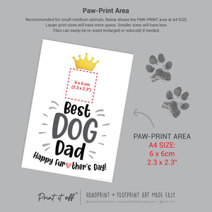Best Dog Dad Happy Father's Day Paw Print / Dog Cat Animal Pet Pawprint / Activity Keepsake Memory Craft Gift Card / Print It Off 0947