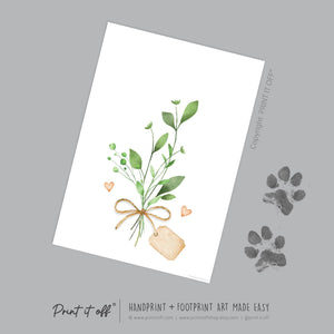 Flower Paw Print Art / Dog Cat Animal Pet Pawprint / Activity Keepsake Memory Craft Gift Card / Print It Off