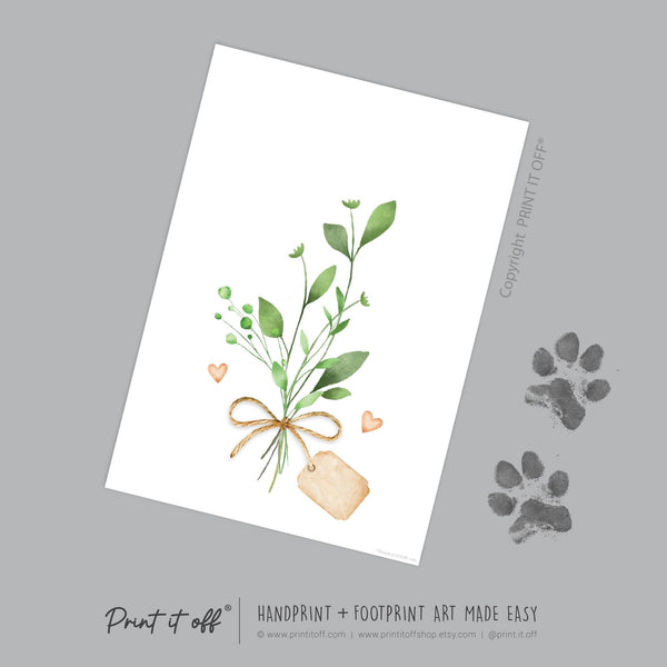 Flower Paw Print Art / Dog Cat Animal Pet Pawprint / Activity Keepsake Memory Craft Gift Card / Print It Off