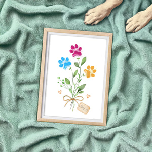 Flower Paw Print Art / Dog Cat Animal Pet Pawprint / Activity Keepsake Memory Craft Gift Card / Print It Off