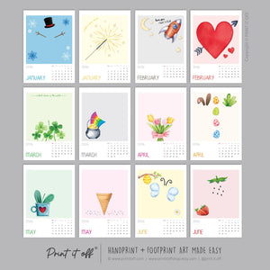 2026 Handprint Footprint Calendar Art Craft / DIY Gift Child Baby Kids Toddler Activity Memory Keepsake / Print It Off