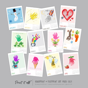 2026 Handprint Footprint Calendar Art Craft / DIY Gift Child Baby Kids Toddler Activity Memory Keepsake / Print It Off
