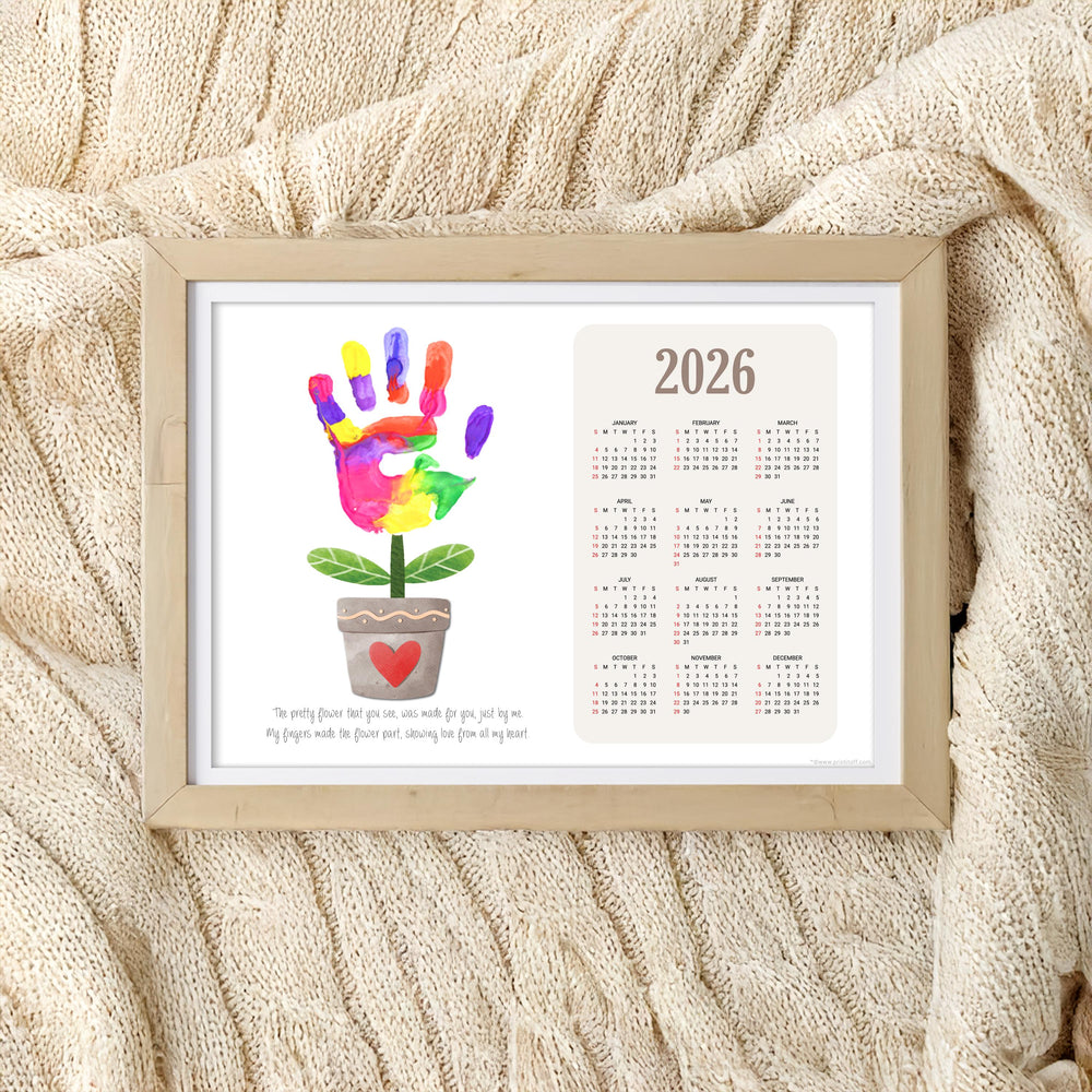 2026 Flower Calendar Year Yearly / Handprint Footprint Art Craft / Activity DIY Gift Keepsake / Baby Kids Child Toddler / Print It Off