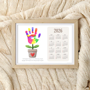 2026 Flower Calendar Year Yearly / Handprint Footprint Art Craft / Activity DIY Gift Keepsake / Baby Kids Child Toddler / Print It Off