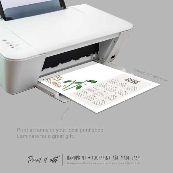 2026 Flower Calendar Year Yearly / Handprint Footprint Art Craft / Activity DIY Gift Keepsake / Baby Kids Child Toddler / Print It Off