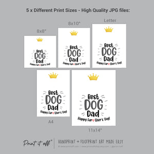 Best Dog Dad Happy Father's Day Paw Print / Dog Cat Animal Pet Pawprint / Activity Keepsake Memory Craft Gift Card / Print It Off 0947