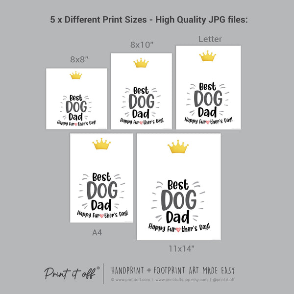 Best Dog Dad Happy Father's Day Paw Print / Dog Cat Animal Pet Pawprint / Activity Keepsake Memory Craft Gift Card / Print It Off 0947