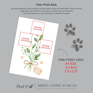 Flower Paw Print Art / Dog Cat Animal Pet Pawprint / Activity Keepsake Memory Craft Gift Card / Print It Off