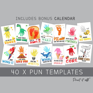 Handprint Footprint Calendar Year Pun Art Craft Pack / DIY Gift Child Baby Kids Toddler Memory Keepsake / Print It Off