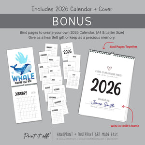 40 x Handprint Footprint Calendar Year Pun Art Craft Pack / DIY Gift Child Baby Kids Toddler Memory Keepsake / Print It Off