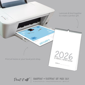 2025 Handprint Footprint Calendar Art Craft / DIY Gift Child Baby Kids Toddler Activity Memory Keepsake / Print It Off 0760