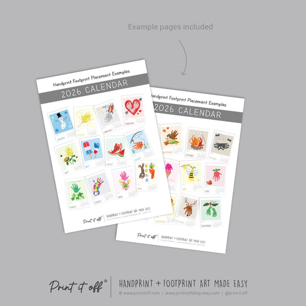 2025 Handprint Footprint Calendar Art Craft / DIY Gift Child Baby Kids Toddler Activity Memory Keepsake / Print It Off 0760