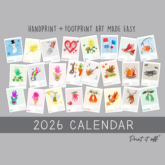 2025 Handprint Footprint Calendar Art Craft / DIY Gift Child Baby Kids Toddler Activity Memory Keepsake / Print It Off 0760
