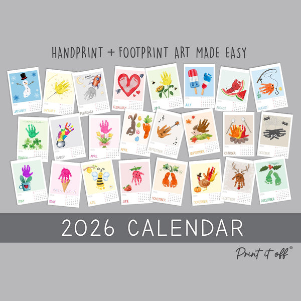 2025 Handprint Footprint Calendar Art Craft / DIY Gift Child Baby Kids Toddler Activity Memory Keepsake / Print It Off 0760