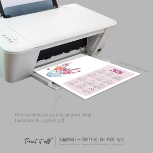 2026 Flower Teacup Year Calendar / Handprint Footprint Art Craft / Activity DIY Gift Keepsake / Baby Kids Child Toddler / Print It Off