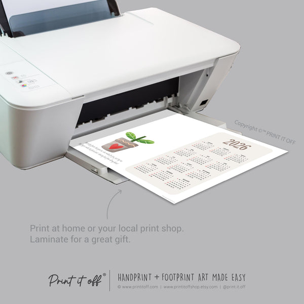 2026 Flower Calendar Year Yearly / Handprint Footprint Art Craft / Activity DIY Gift Keepsake / Baby Kids Child Toddler / Print It Off