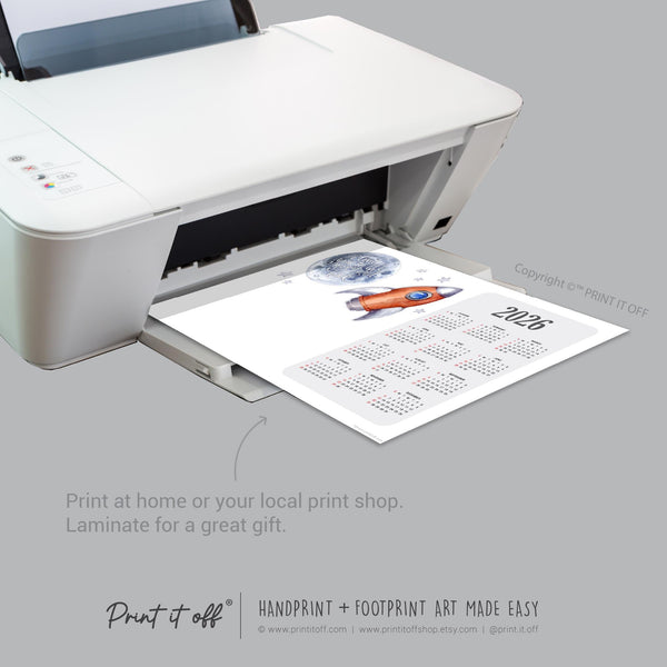 2026 Love you Moon and Back Calendar Year / Handprint Footprint Art Craft / Activity Gift Keepsake / Baby Child Toddler / Print It Off