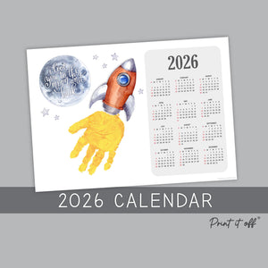 2026 Love you Moon and Back Calendar Year / Handprint Footprint Art Craft / Activity Gift Keepsake / Baby Child Toddler / Print It Off