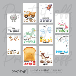 40 x Handprint Footprint Calendar Year Pun Art Craft Pack / DIY Gift Child Baby Kids Toddler Memory Keepsake / Print It Off