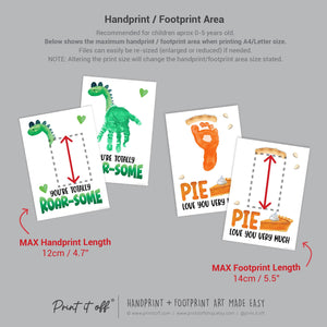 40 x Handprint Footprint Calendar Year Pun Art Craft Pack / DIY Gift Child Baby Kids Toddler Memory Keepsake / Print It Off