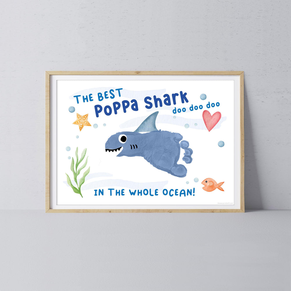 Best Poppa Grandpa Shark / Footprint Handprint Art Craft Grandparent / Kids Baby Toddler / Keepsake Gift Card / PRINT IT OFF