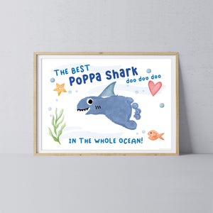 Best Poppa Grandpa Shark / Footprint Handprint Art Craft Grandparent / Kids Baby Toddler / Keepsake Gift Card / PRINT IT OFF