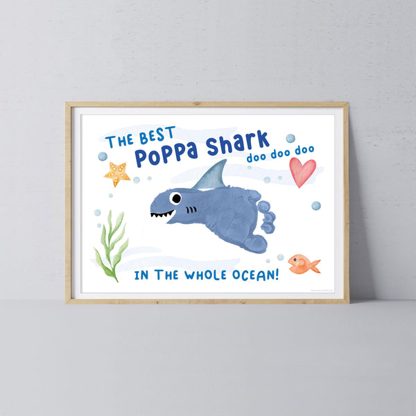 Best Poppa Grandpa Shark / Footprint Handprint Art Craft Grandparent / Kids Baby Toddler / Keepsake Gift Card / PRINT IT OFF