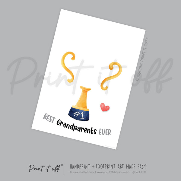 Trophy #1 Grandparents Day Handprint Art Craft / Grandma Grandpa Award Cup / Kids Baby Hand / Activity Gift DIY Card / Print It Off