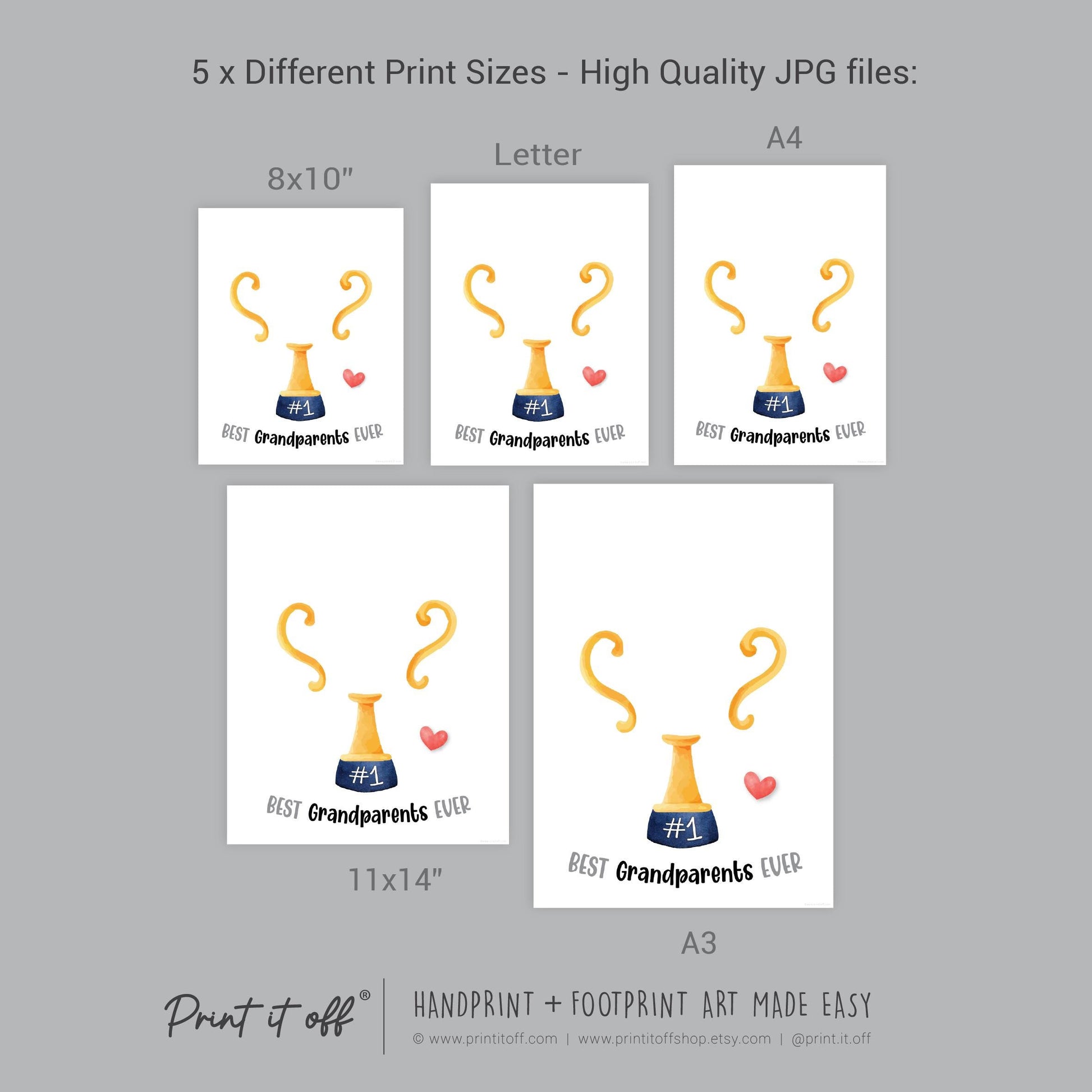Trophy #1 Grandparents Day Handprint Art Craft / Grandma Grandpa Award Cup / Kids Baby Hand / Activity Gift DIY Card / Print It Off
