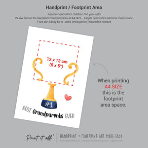 Trophy #1 Grandparents Day Handprint Art Craft / Grandma Grandpa Award Cup / Kids Baby Hand / Activity Gift DIY Card / Print It Off