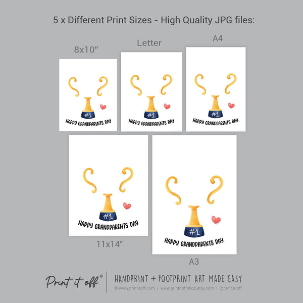 Trophy #1 Happy Grandparents Day Handprint Art Craft Award Cup / Kids Baby Hand / Activity Gift DIY Card / Print It Off