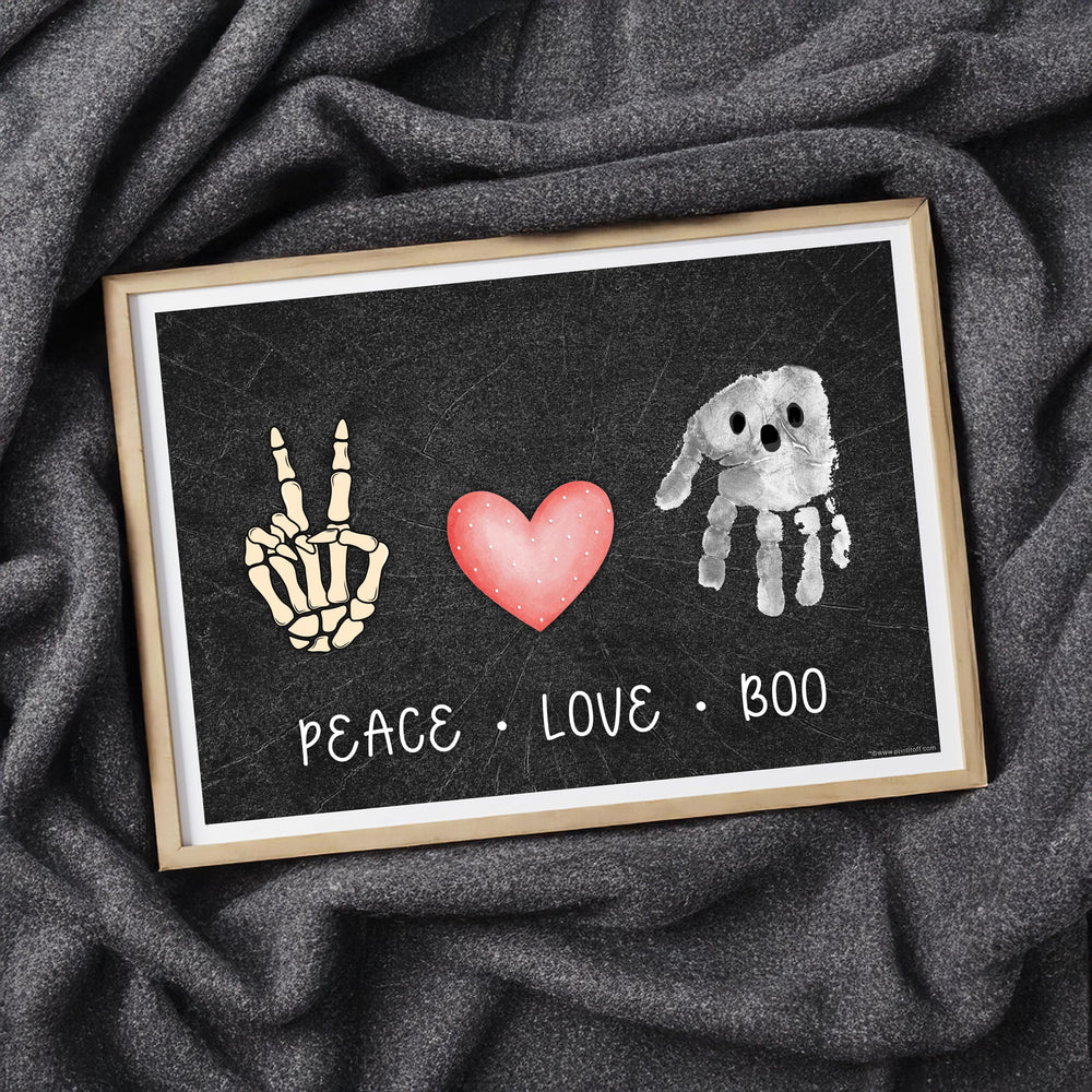 Peace Love Boo Handprint Ghost / Baby Kids Toddler Hand Template / Halloween Sign / Art Craft Memory Keepsake Decor / Print It Off