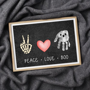 Peace Love Boo Handprint Ghost / Baby Kids Toddler Hand Template / Halloween Sign / Art Craft Memory Keepsake Decor / Print It Off