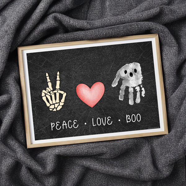 Peace Love Boo Handprint Ghost / Baby Kids Toddler Hand Template / Halloween Sign / Art Craft Memory Keepsake Decor / Print It Off