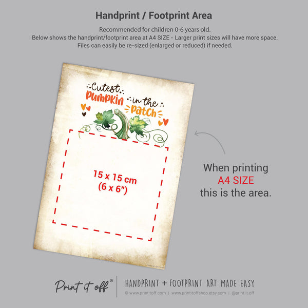 Cutest Pumpkin In The Patch Handprint Footprint / Baby Kids Toddler Template / Fall Autumn Art Craft Memory Keepsake / Print It Off