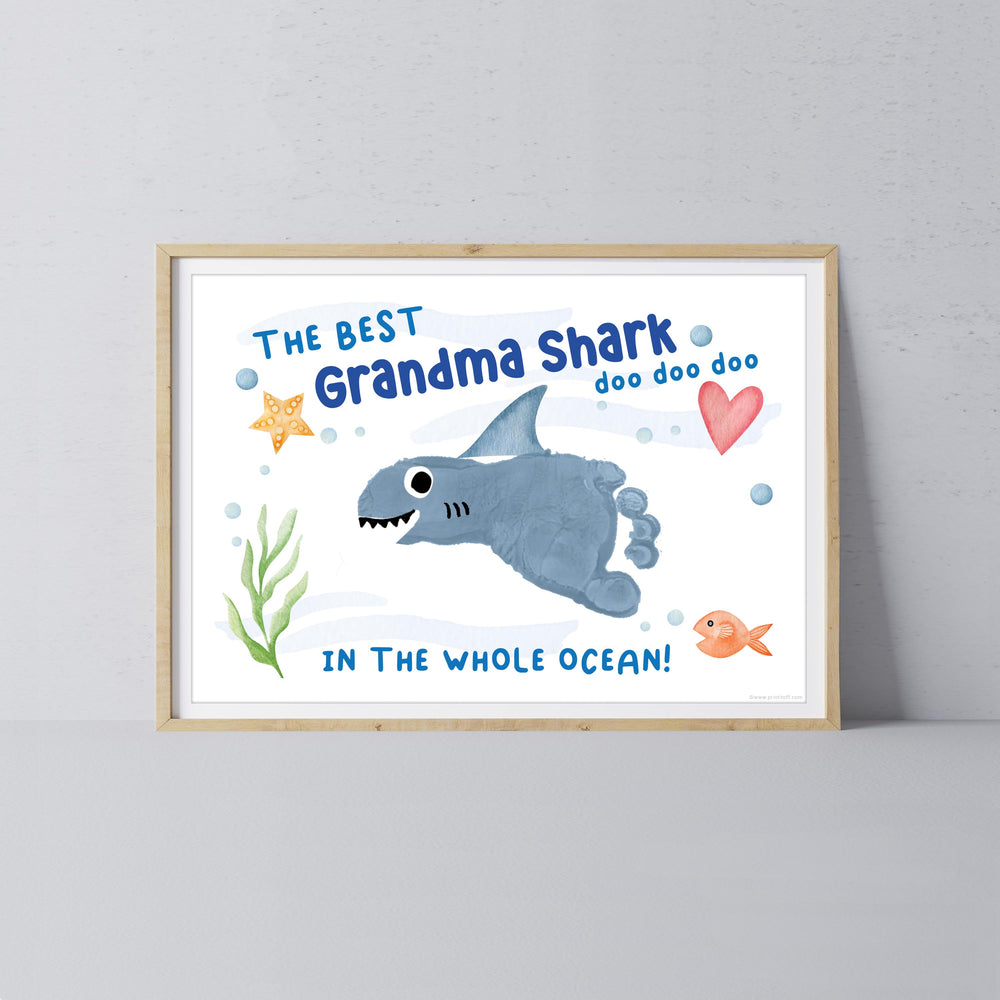 Best Grandma Shark / Footprint Handprint Art Craft Grandparent / Kids Baby Toddler / Keepsake Gift Card / PRINT IT OFF