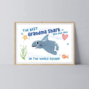 Best Grandma Shark / Footprint Handprint Art Craft Grandparent / Kids Baby Toddler / Keepsake Gift Card / PRINT IT OFF