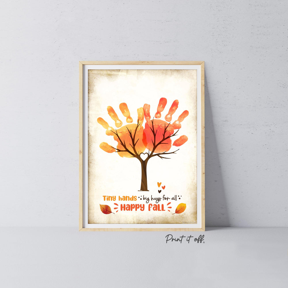 Happy Fall Tree Hands Handprint Footprint / Baby Kids Toddler Template / Fall Autumn Art Craft Memory Keepsake / Print It Off