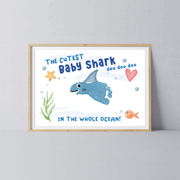 Cutest Baby Shark / Footprint Handprint Foot Art Craft / Kids Baby Toddler / Template Keepsake Gift Card / PRINT IT OFF