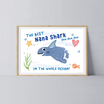 Best Nana Grandma Shark / Footprint Handprint Art Craft Grandparent / Kids Baby Toddler / Keepsake Gift Card / PRINT IT OFF