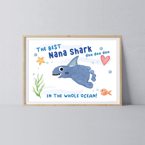 Best Nana Grandma Shark / Footprint Handprint Art Craft Grandparent / Kids Baby Toddler / Keepsake Gift Card / PRINT IT OFF