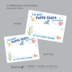 Best Poppa Grandpa Shark / Footprint Handprint Art Craft Grandparent / Kids Baby Toddler / Keepsake Gift Card / PRINT IT OFF