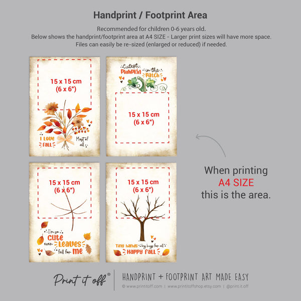 Fall Autumn Handprint Footprint Art Pack / Baby Kids Toddler Template / Craft Activity Memory Keepsake / Print It Off