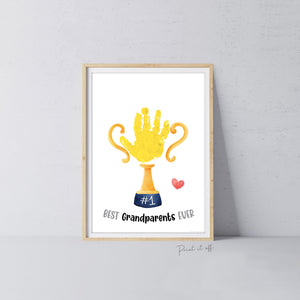 Trophy #1 Grandparents Day Handprint Art Craft / Grandma Grandpa Award Cup / Kids Baby Hand / Activity Gift DIY Card / Print It Off