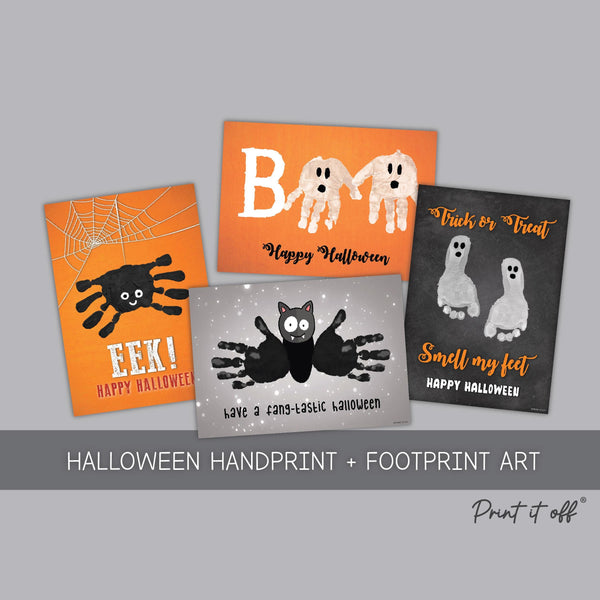 Halloween Handprint Footprint Pack / Craft Art Baby Toddler Kid / Hand Foot Keepsake Card Printable DIY Activity Keepsake Print it off