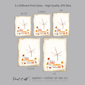 So Cute Leaves Fall Handprint Leaf / Baby Kids Toddler Hand Template / Autumn Sign / Art Craft Memory Keepsake Decor / Print It Off 0965