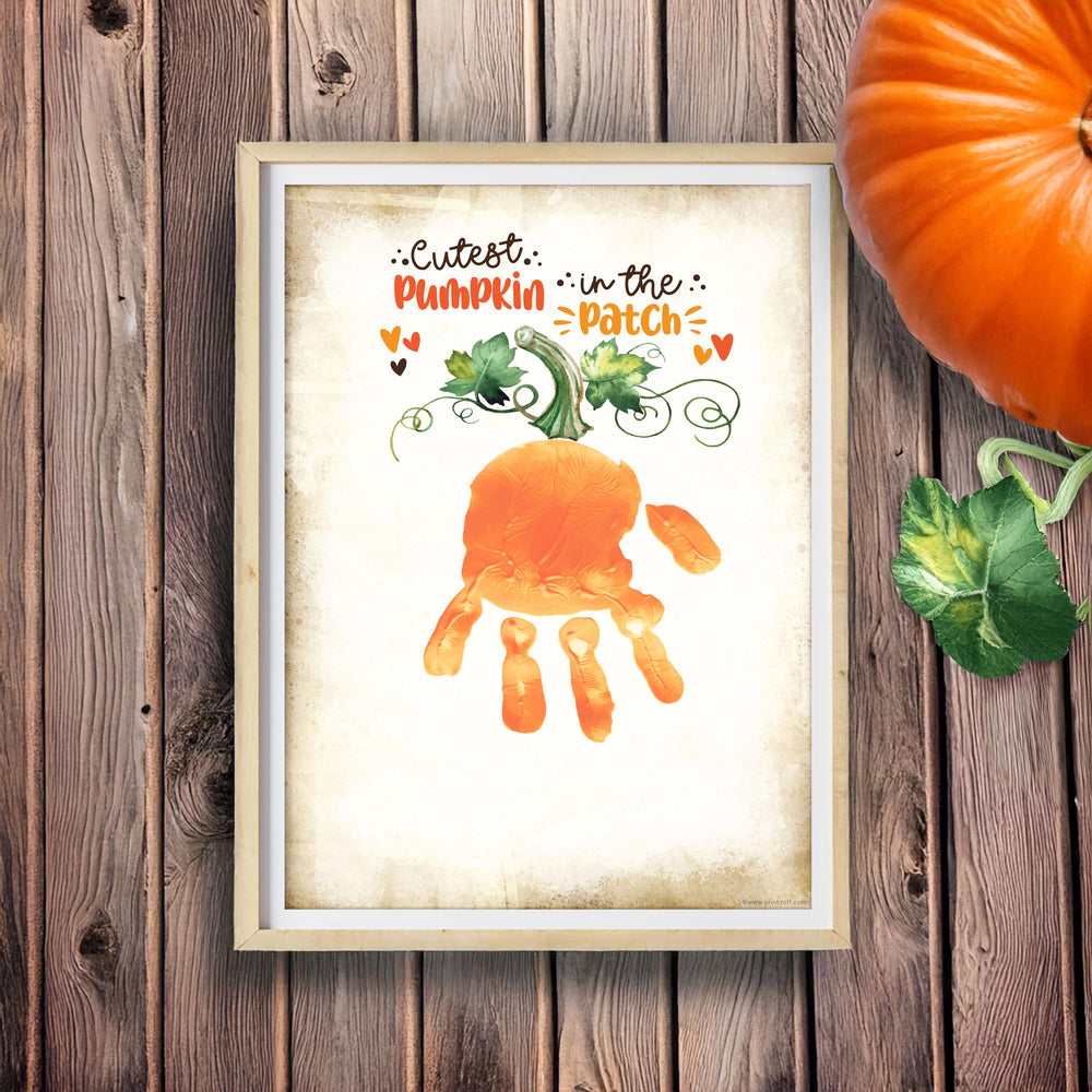 Cutest Pumpkin In The Patch Handprint Footprint / Baby Kids Toddler Template / Fall Autumn Art Craft Memory Keepsake / Print It Off