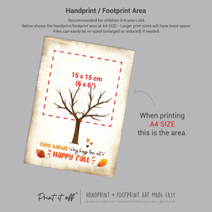 Happy Fall Tree Hands Handprint Footprint / Baby Kids Toddler Template / Fall Autumn Art Craft Memory Keepsake / Print It Off