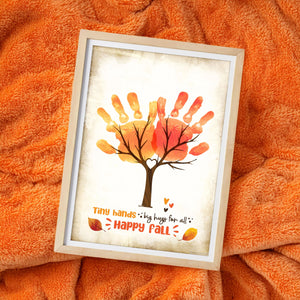 Happy Fall Tree Hands Handprint Footprint / Baby Kids Toddler Template / Fall Autumn Art Craft Memory Keepsake / Print It Off